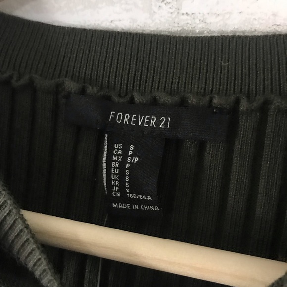 Olive Green Ribbed Mini Dress - size Small - Picture 5 of 5